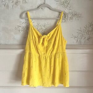 Torrid Yellow Eyelet Peplum Cami Tank Top Tie Front Plus Size 1X 14-16 New NWT